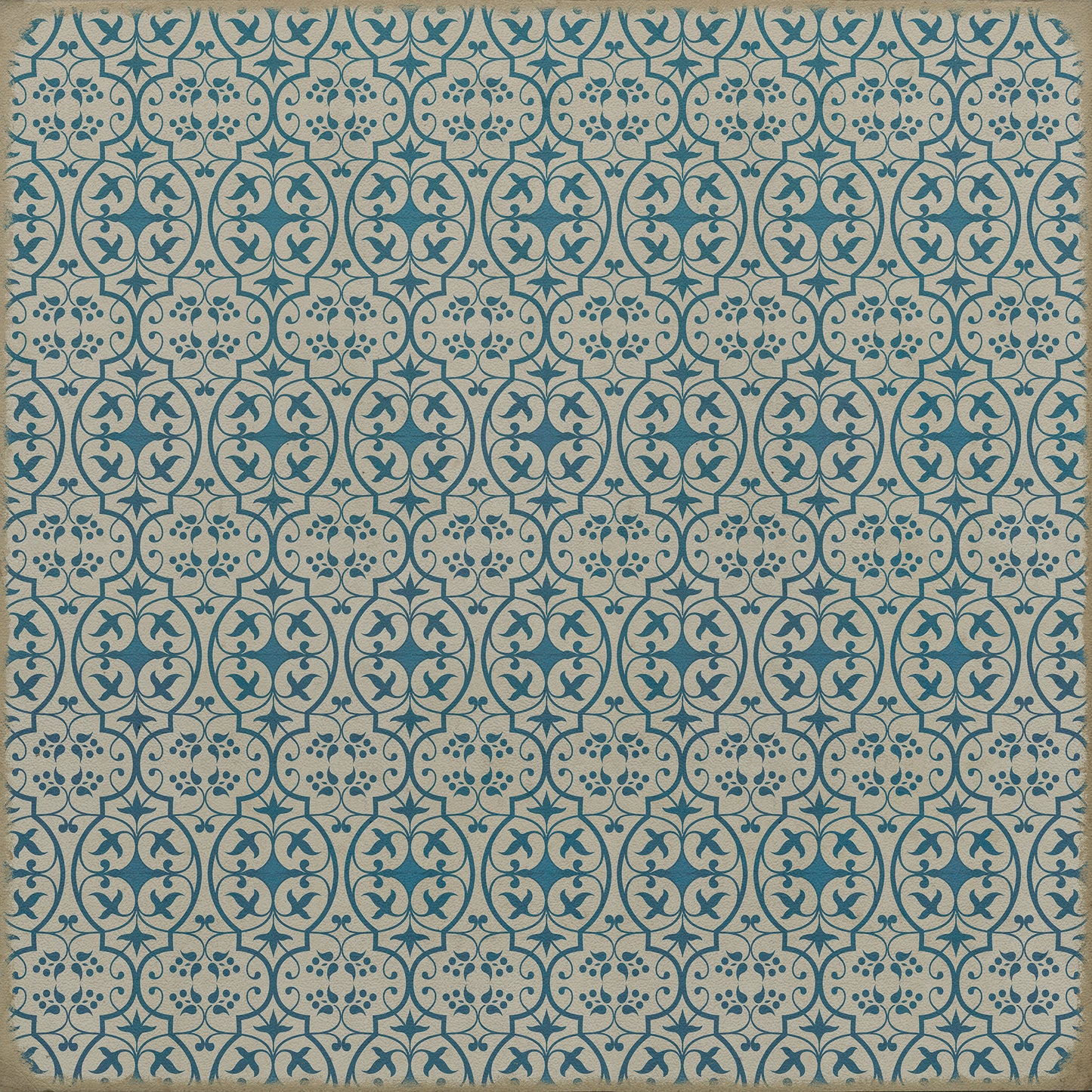 Pattern 51 China Cup 36x36 Vintage Vinyl Floorcloth