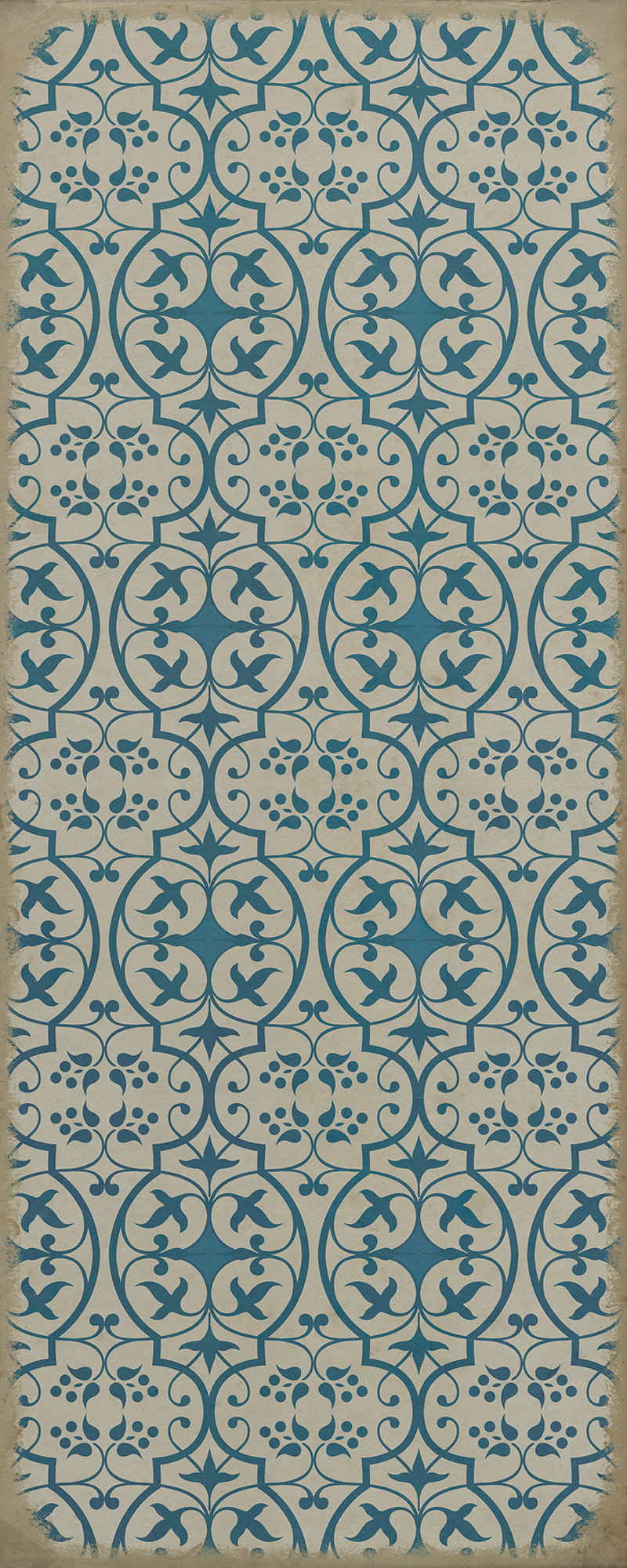 Pattern 51 China Cup 36x90 Vintage Vinyl Floorcloth