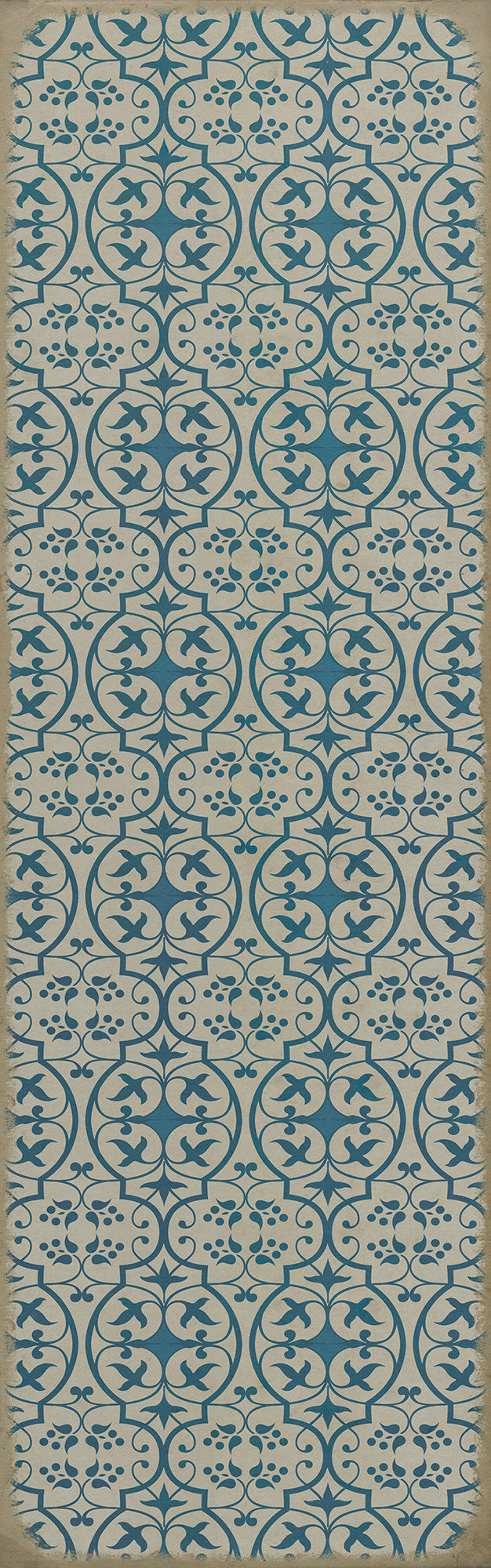 Pattern 51 China Cup 36x115 Vintage Vinyl Floorcloth