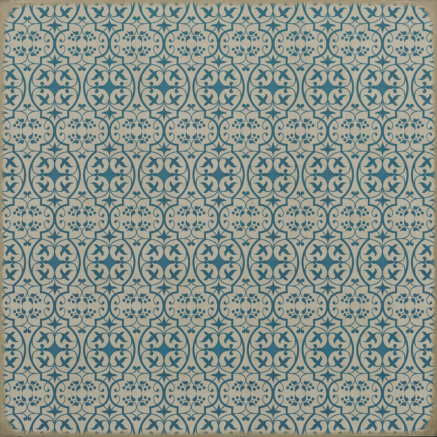 Pattern 51 China Cup 48x48 Vintage Vinyl Floorcloth