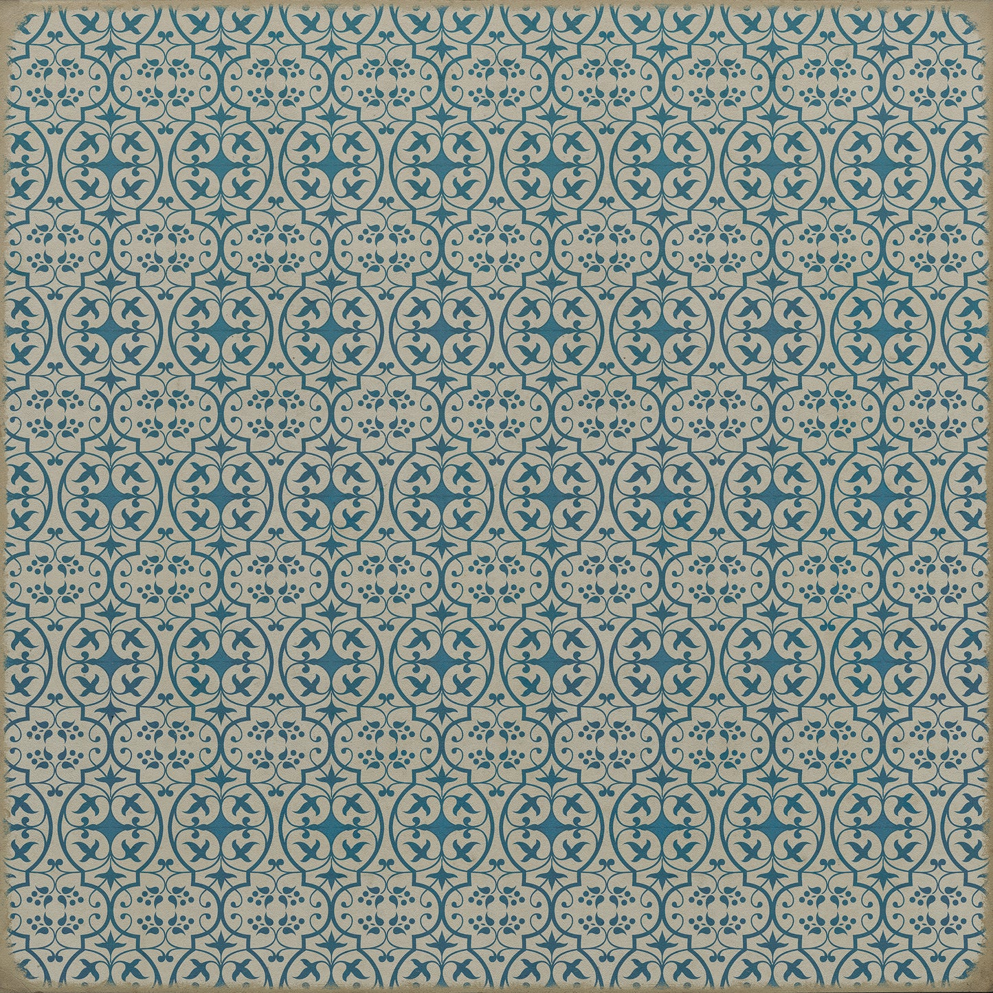 Pattern 51 China Cup 60x60 Vintage Vinyl Floorcloth