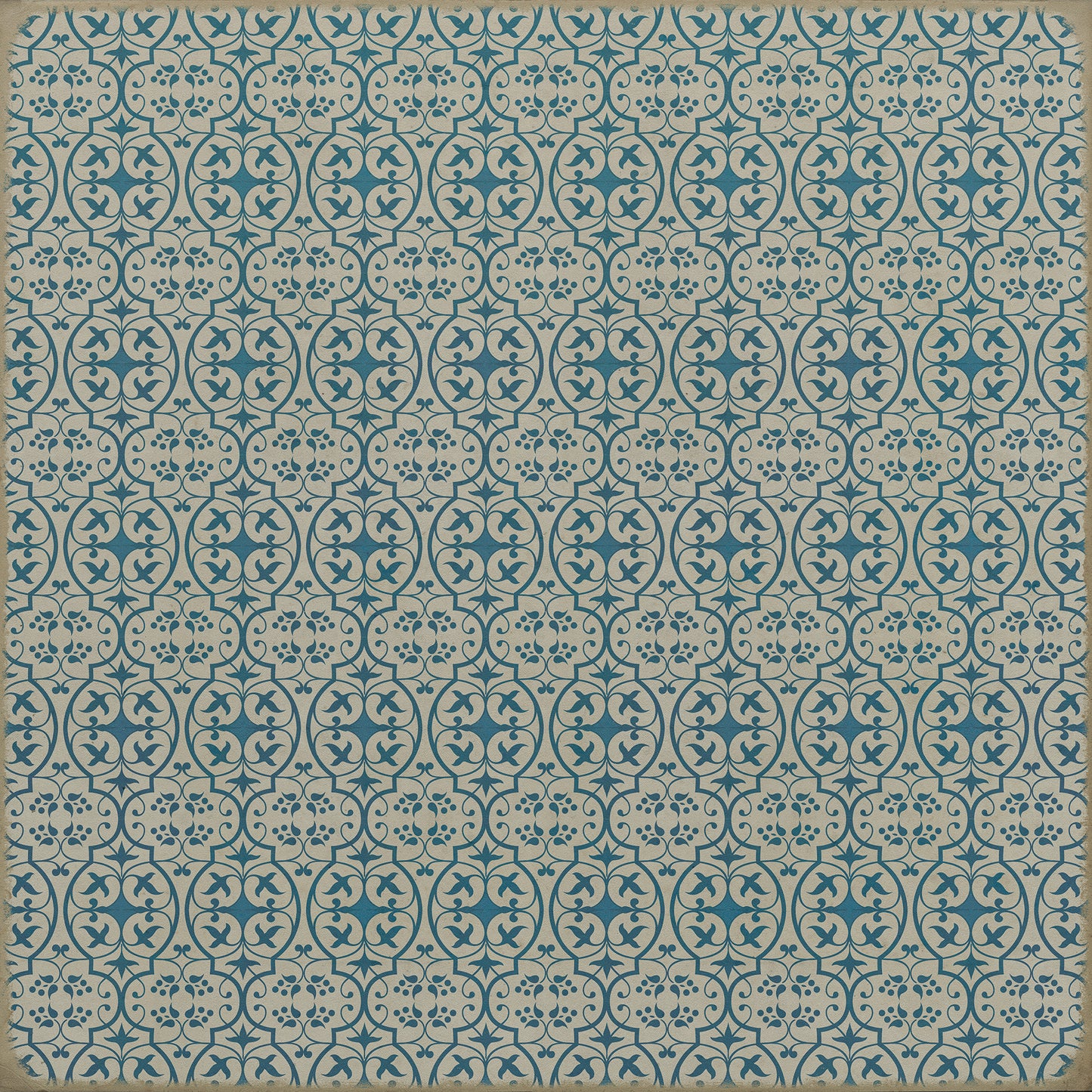 Pattern 51 China Cup 72x72 Vintage Vinyl Floorcloth