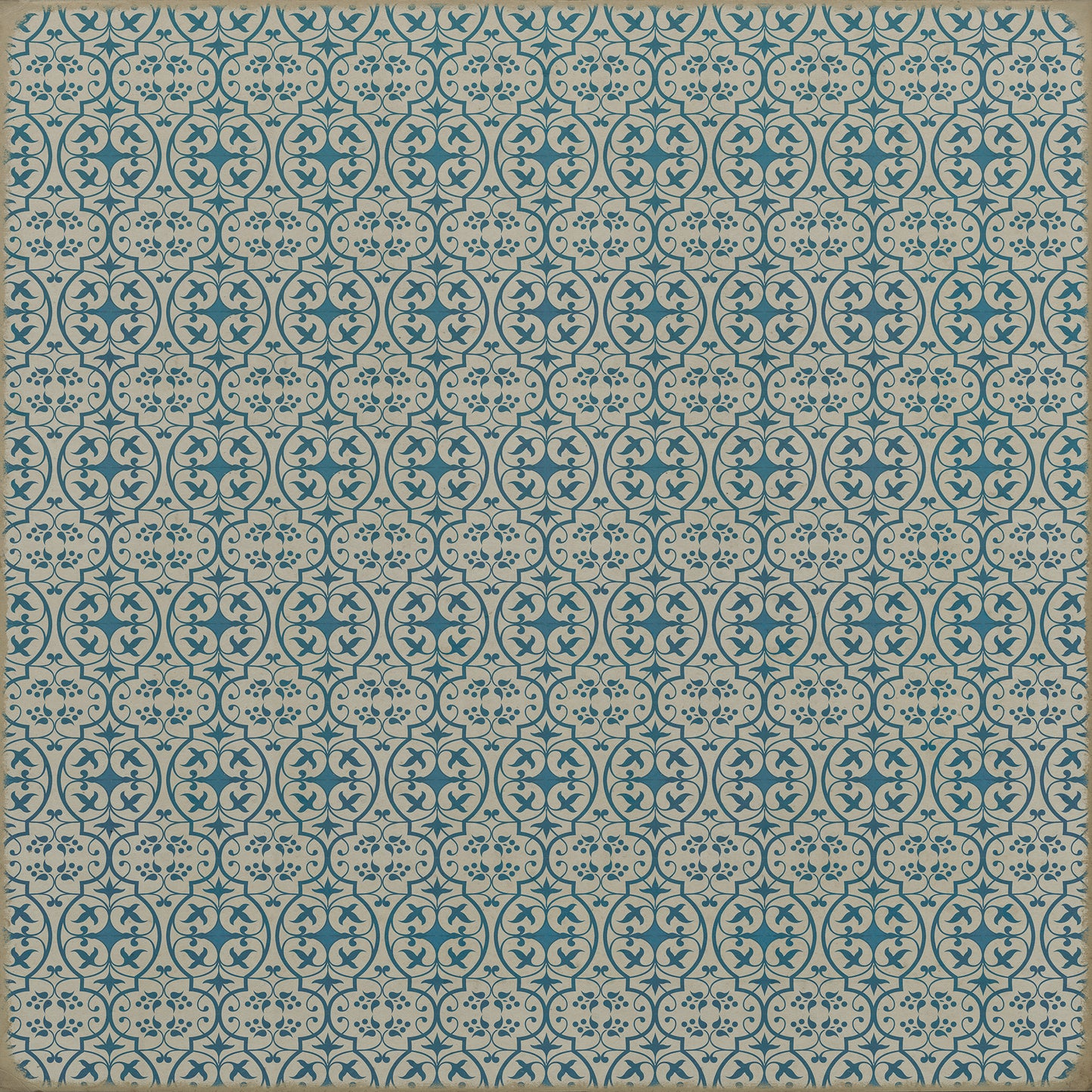 Pattern 51 China Cup 96x96 Vintage Vinyl Floorcloth