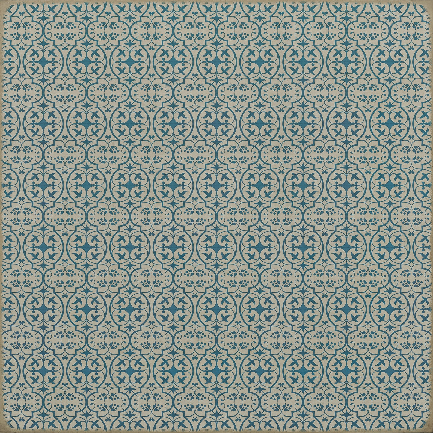 Pattern 51 China Cup 120x120 Vintage Vinyl Floorcloth