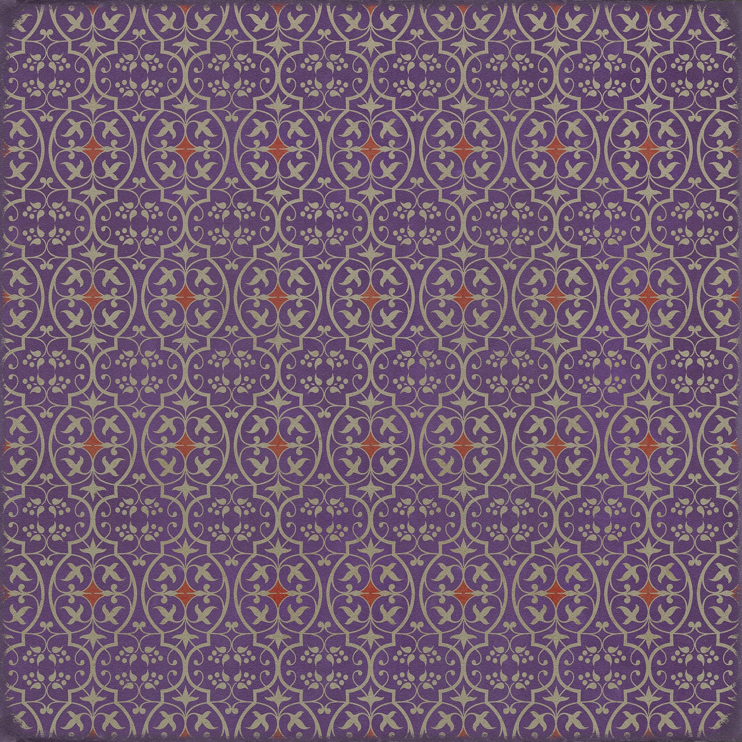 Pattern 51 I Shall Wear Purple 36x36 Vintage Vinyl Floorcloth