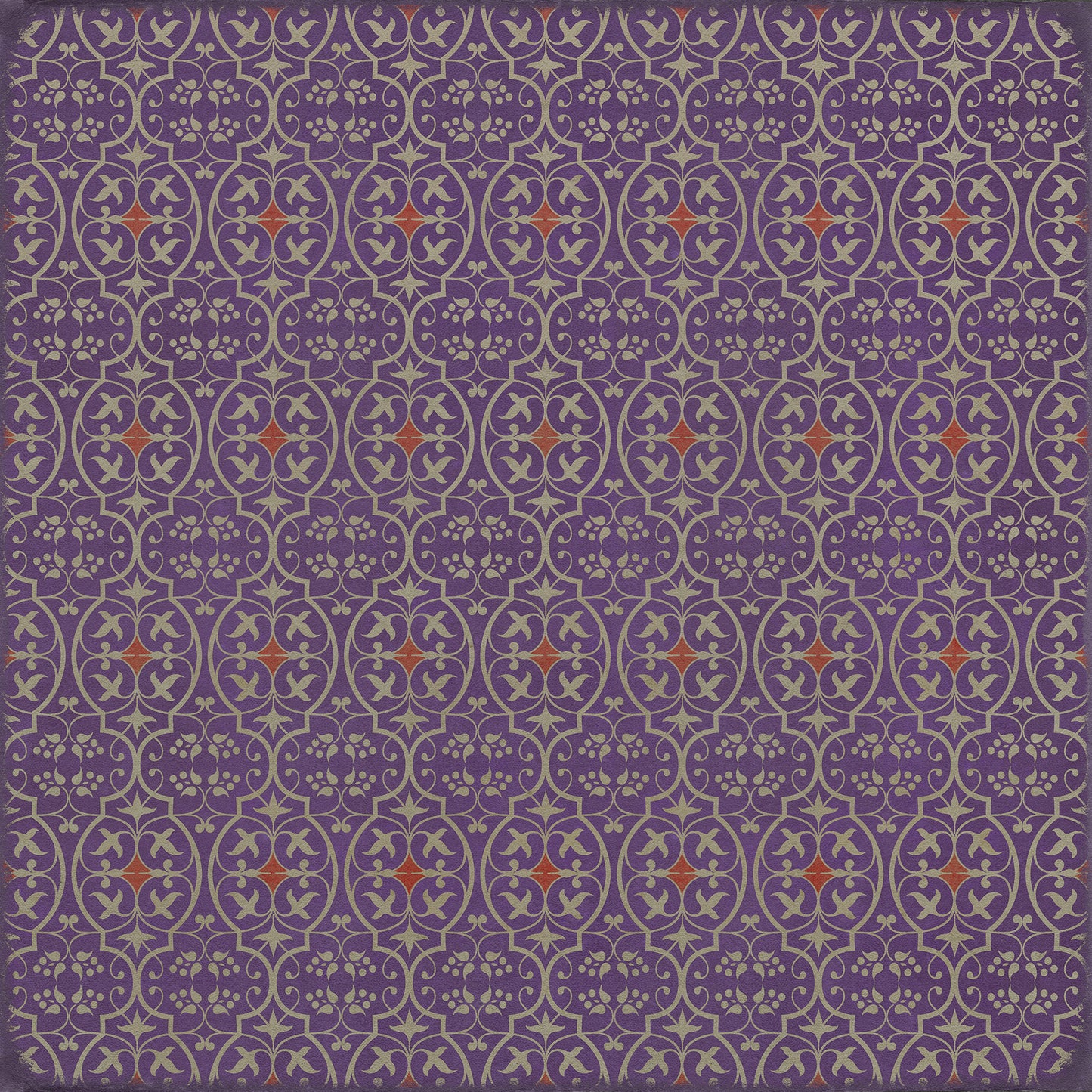 Pattern 51 I Shall Wear Purple 48x48 Vintage Vinyl Floorcloth
