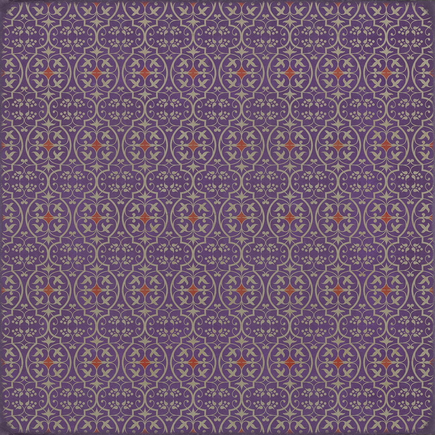 Pattern 51 I Shall Wear Purple 72x72 Vintage Vinyl Floorcloth