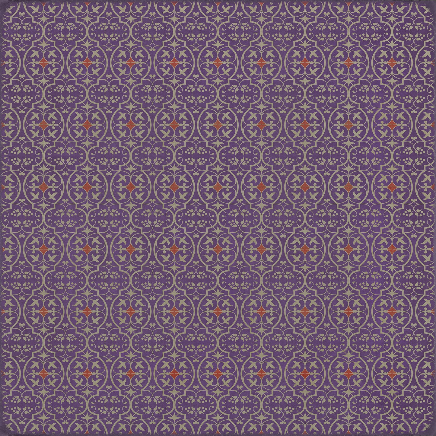 Pattern 51 I Shall Wear Purple 96x96 Vintage Vinyl Floorcloth