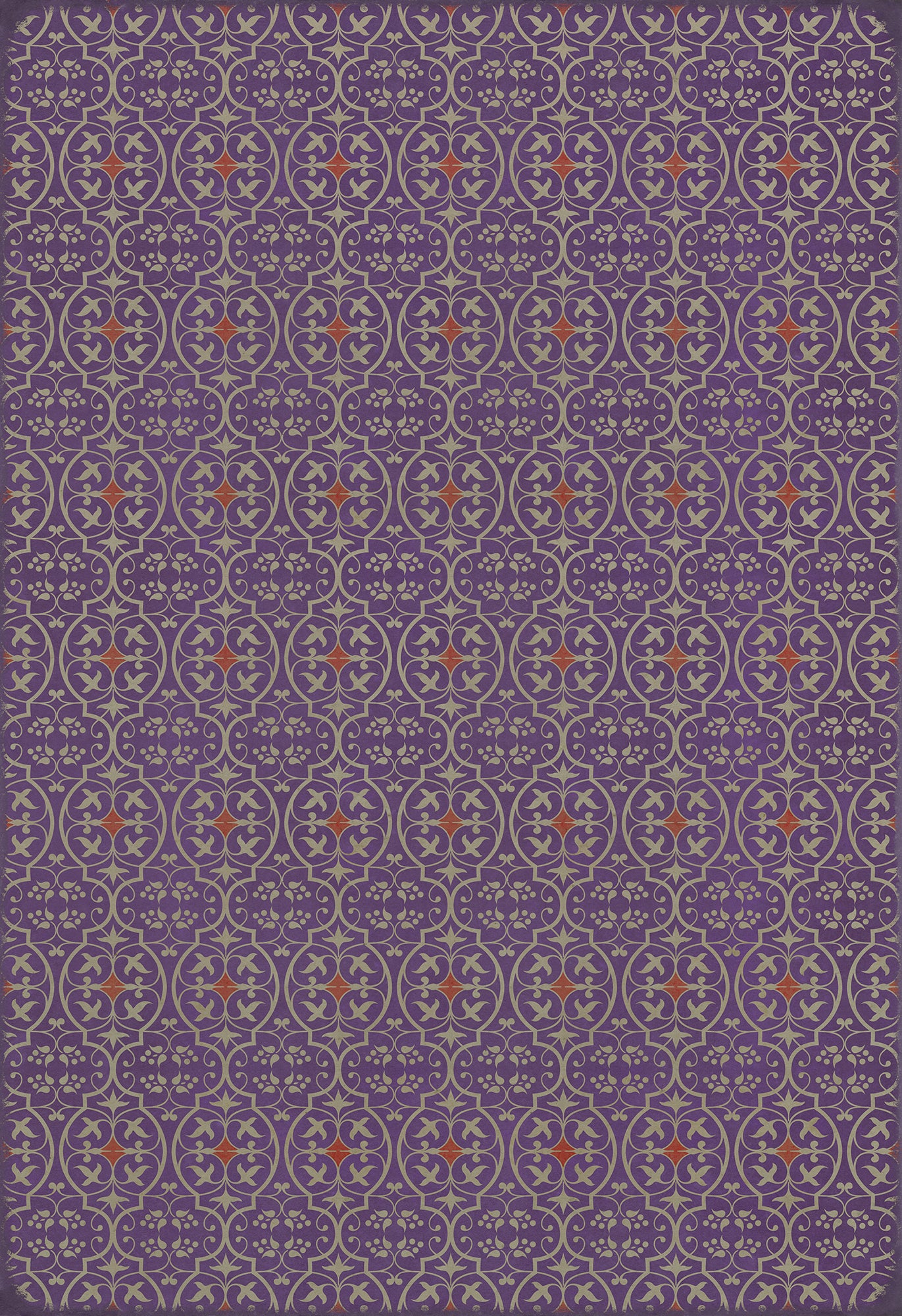 Pattern 51 I Shall Wear Purple 96x140 Vintage Vinyl Floorcloth