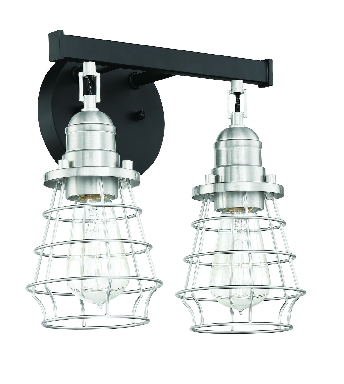 Thatcher Vanity 2 Light Flat Black - Brushed Polished Nickel