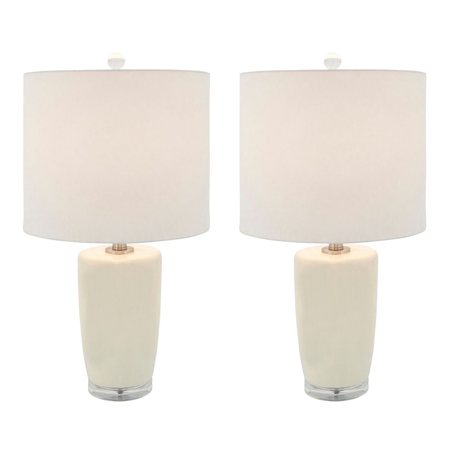 S/2 Ceramic 25" Table Lamps, Cream