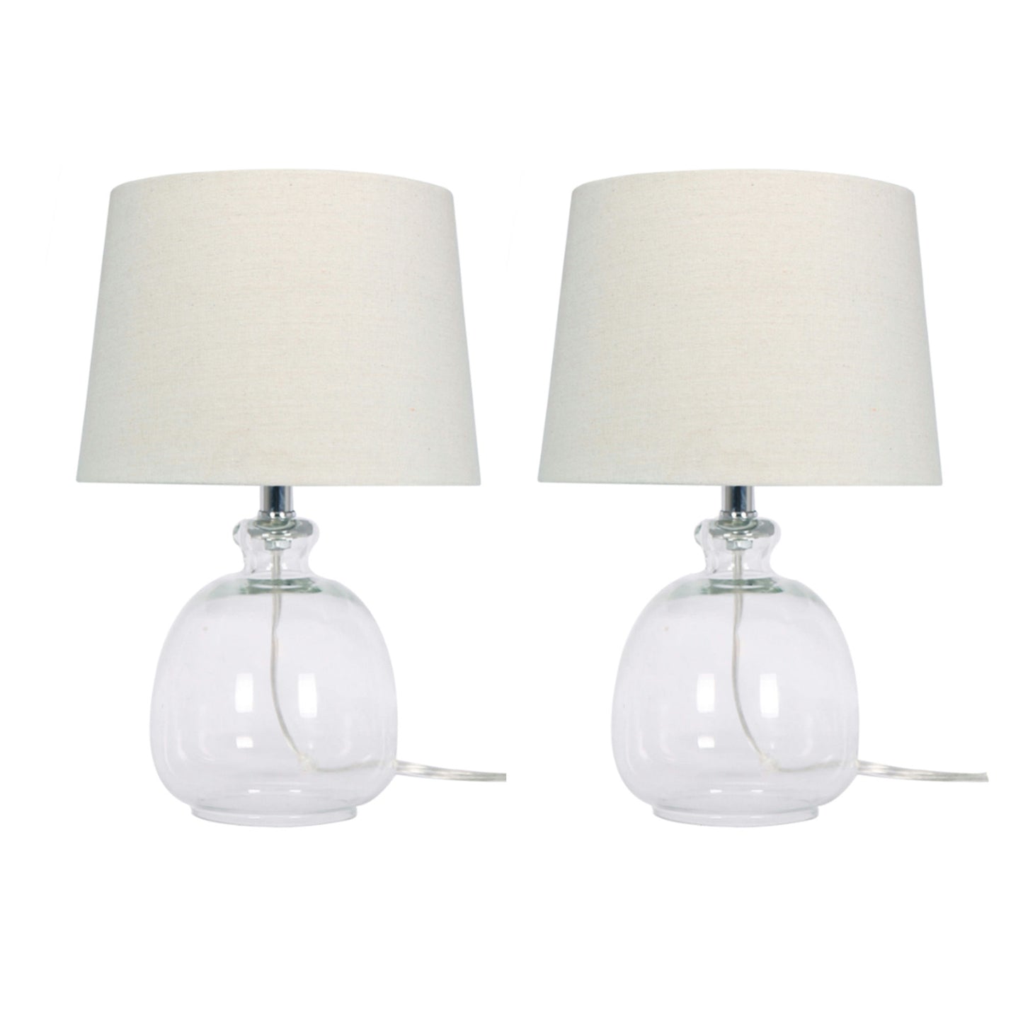 S/2 17" Glass Table Lamps, Clear