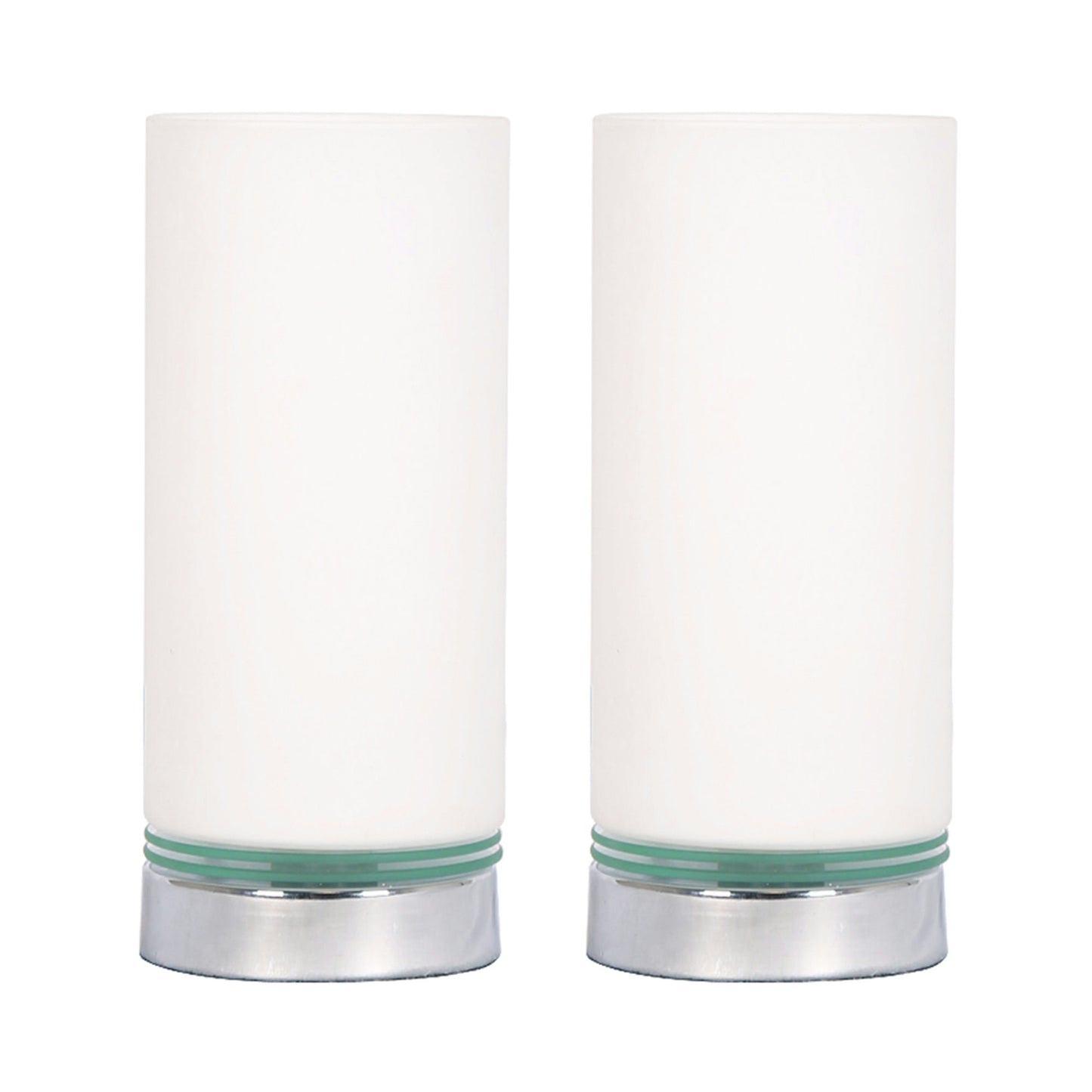 S/2 10" Glass Touch Table Lamps, White