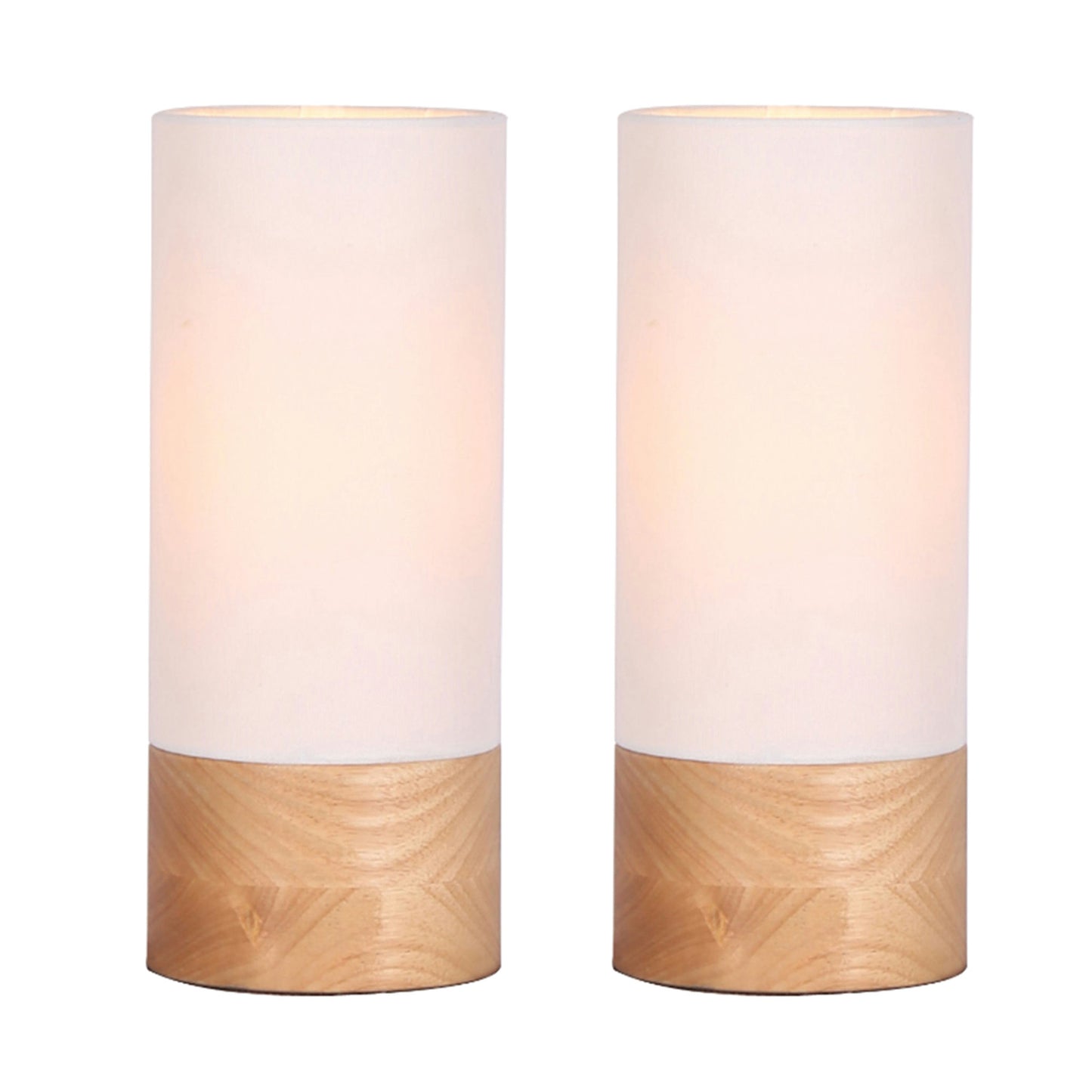 S/2 11" Wood Canister Table Lamps, Brown