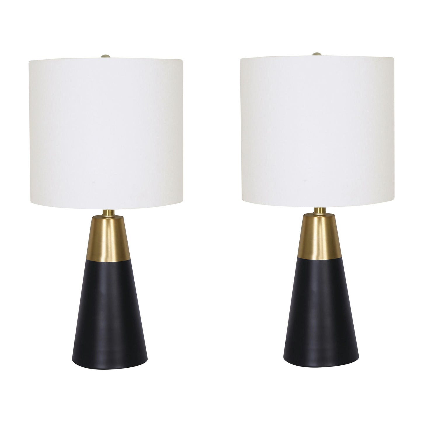 Metal,s/2,23"h,2tone Cone Tbl Lamps,blk/gld