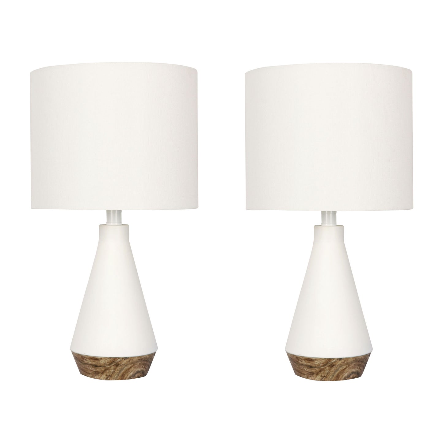 Polyresin,s/2,21"h,wood Fnsh Lamps,antiq Brss/wht