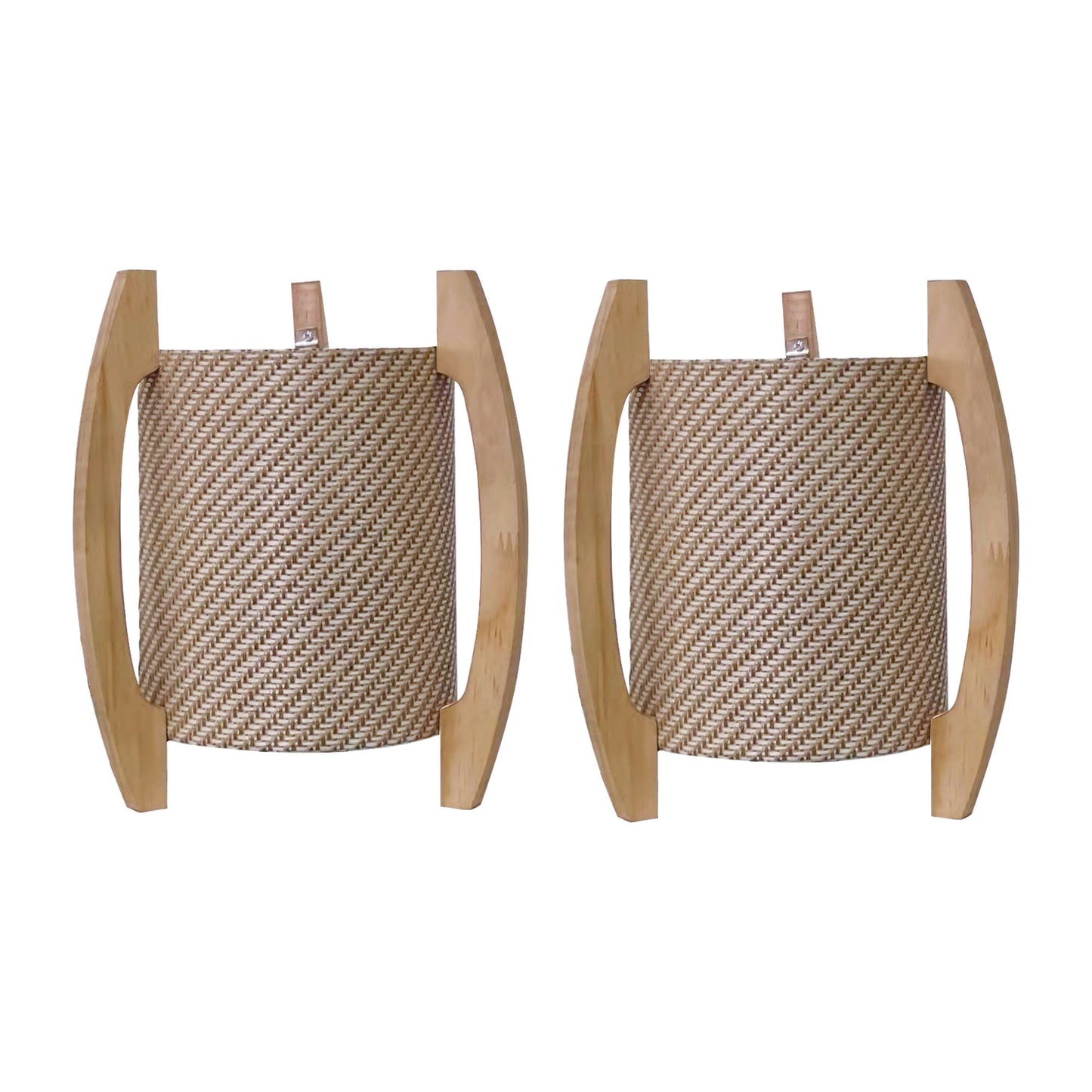 Wood,s/2,11"h, Cylnder Tripod Tbl Lamps,kaki