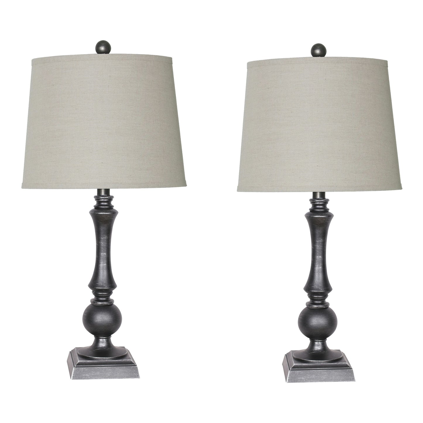 Polyresin,s/2,25"h, Antiq Styl Tbl Lamps,blk