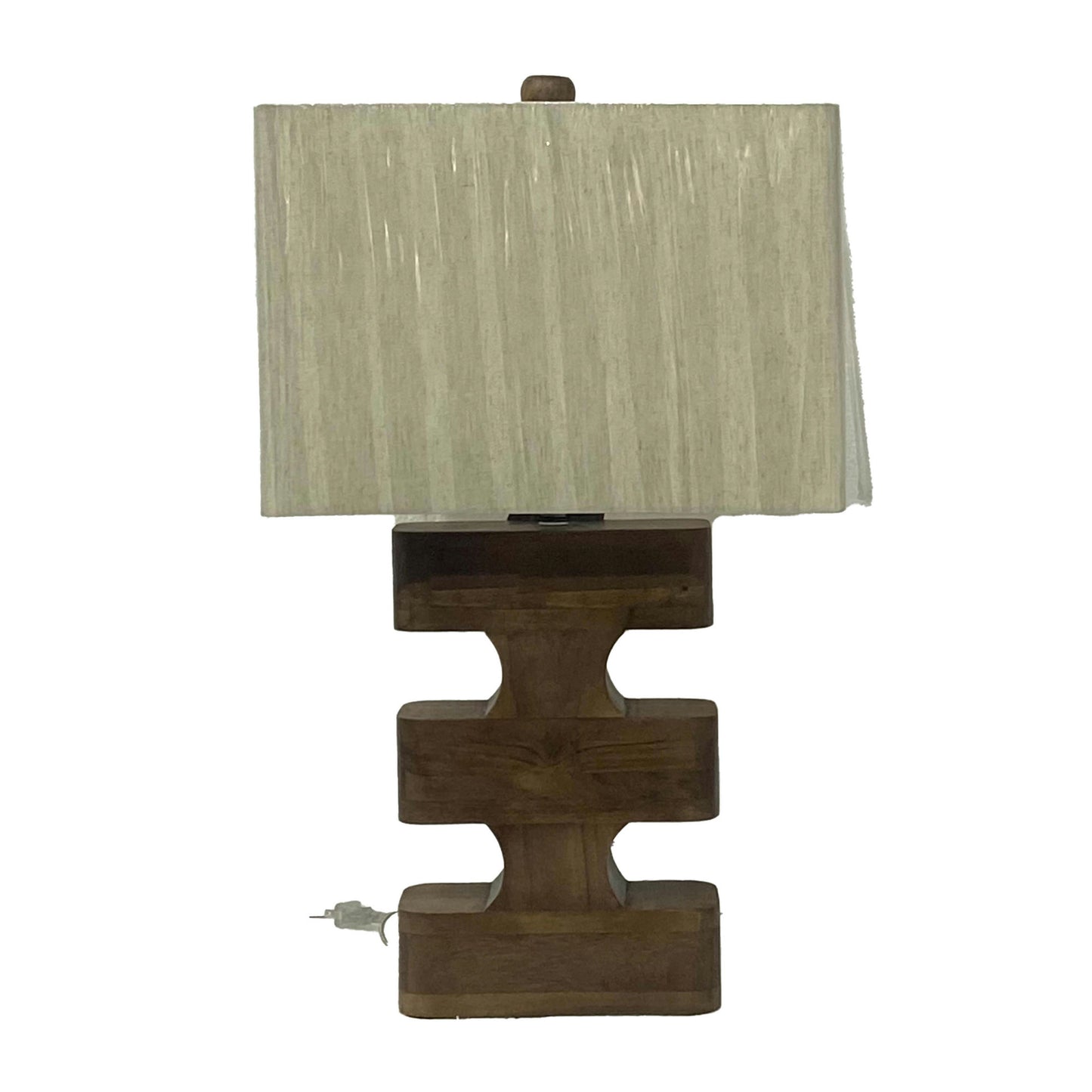 Wood, 26"h Geometric Lamp, Brown
