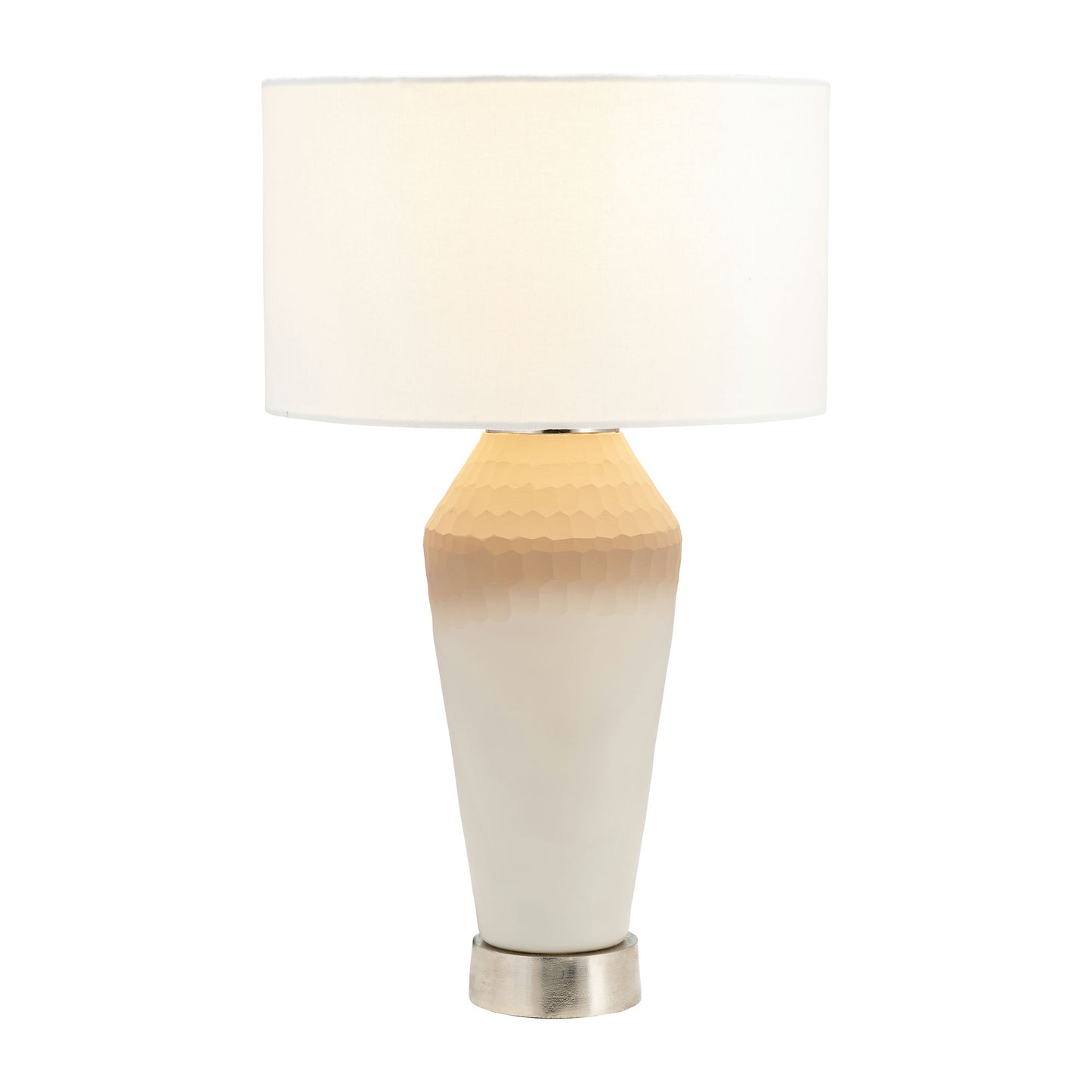 Glass, 25" Classic Table Lamp, Ivory/beige