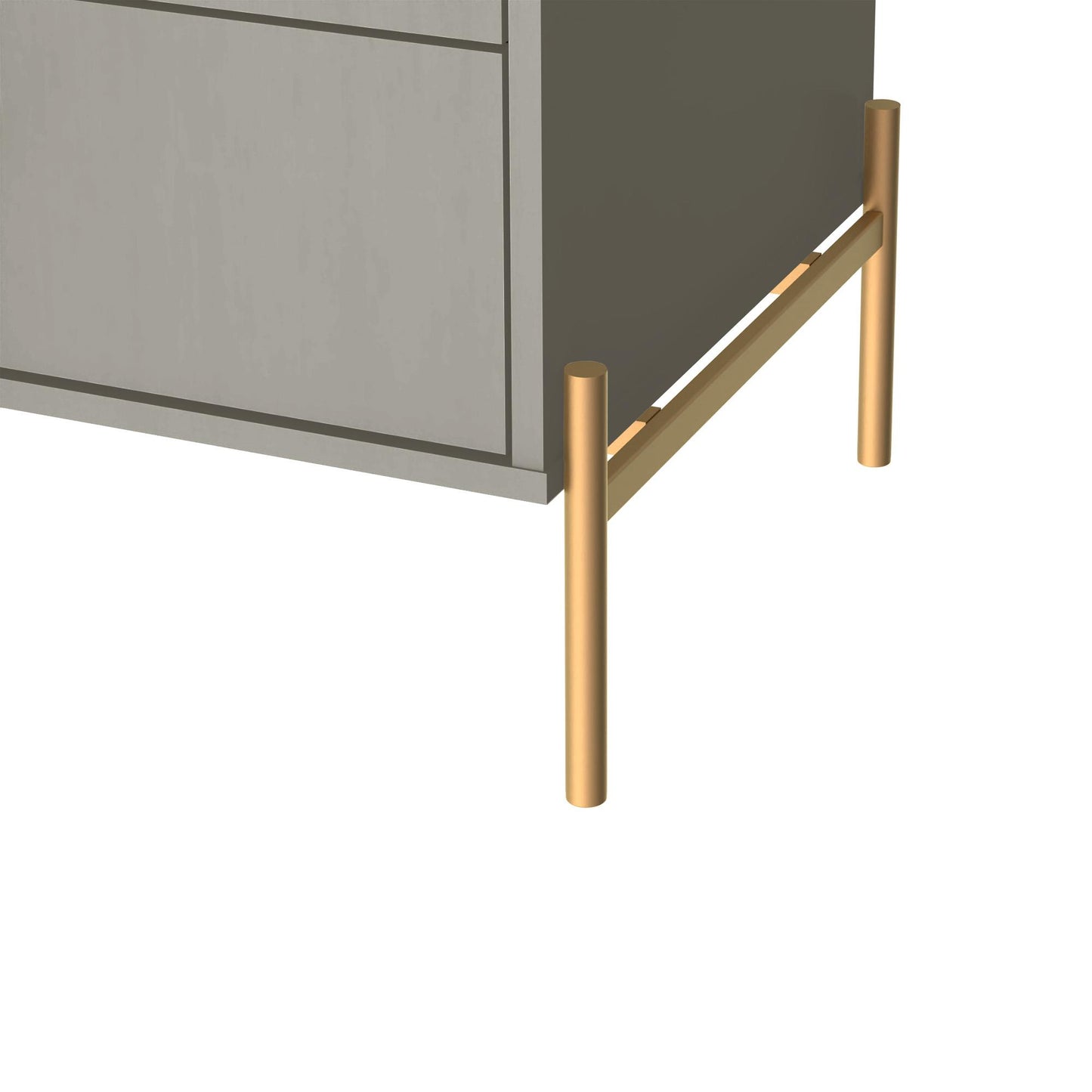 Jasper Nightstand with Steel Gold Legs in Grey Gloss