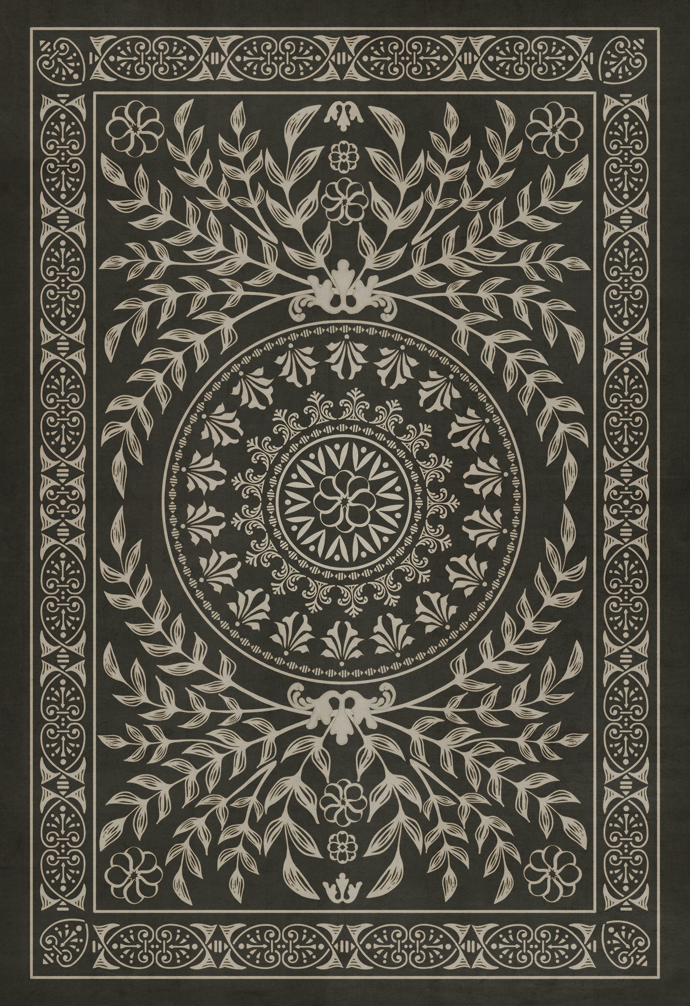 Pattern 40 Villa Lante 120x175 Vintage Vinyl Floorcloth