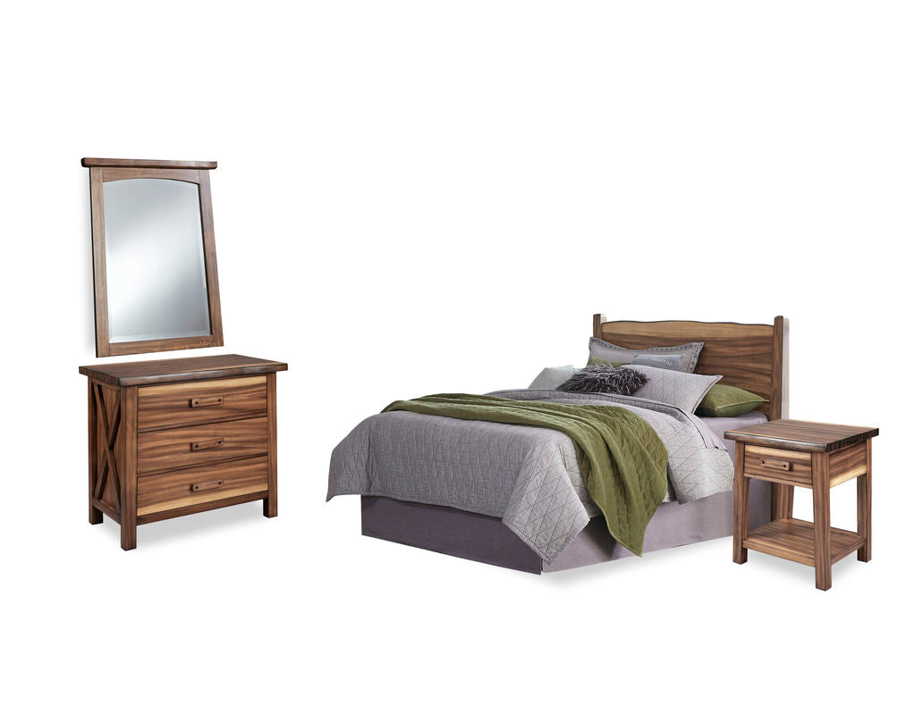 Forest Retreat Queen Bed, Nightstand, Chest, and Mirror by homestyles