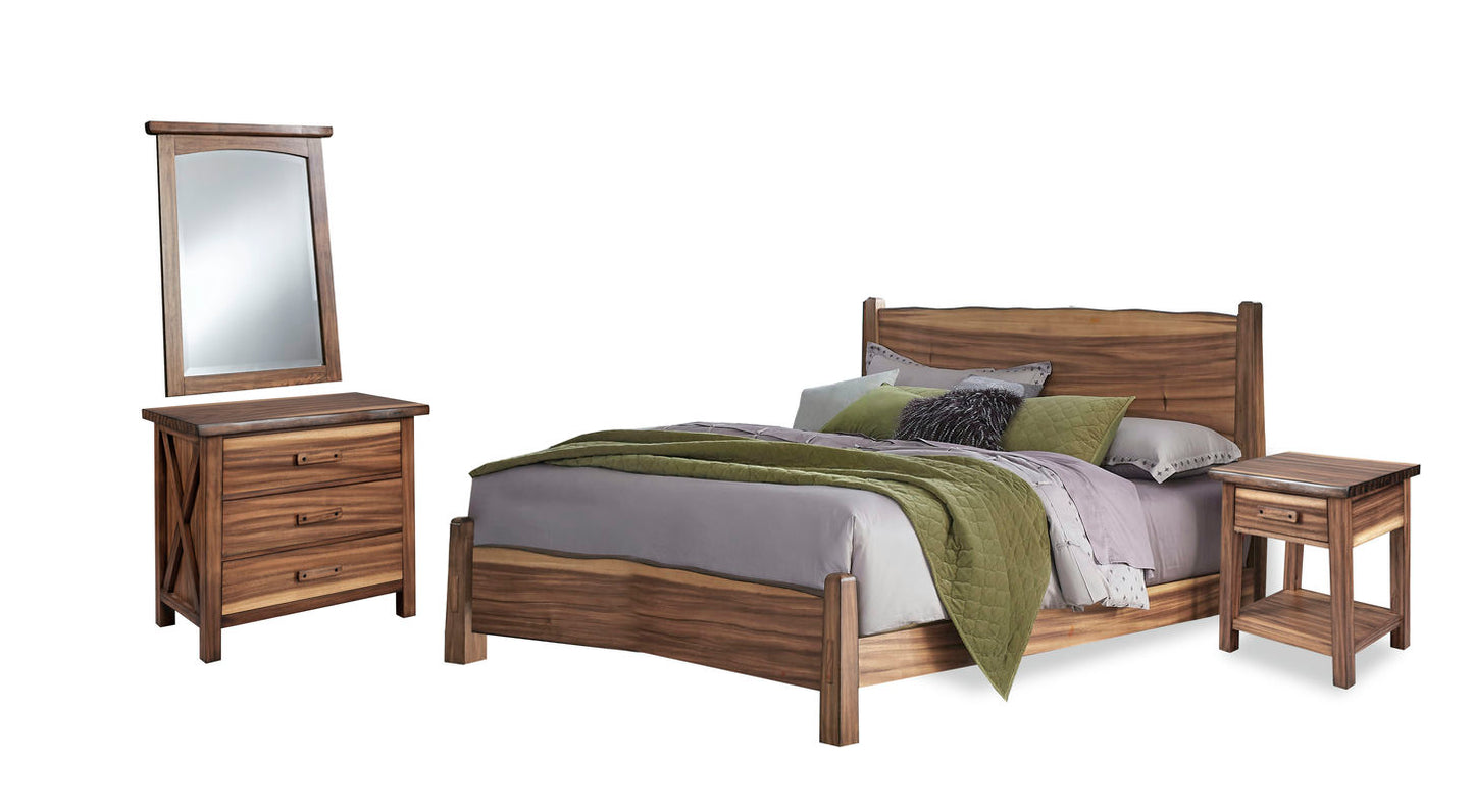 Forest Retreat King Bed, Nightstand, Chest, and Mirror by homestyles
