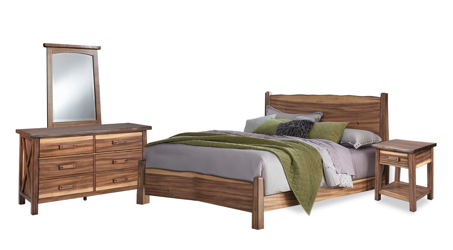 Forest Retreat King Bed, Nightstand, Dresser, and Mirror by homestyles