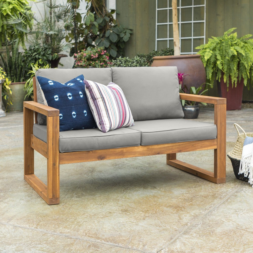 52" Modern Patio Loveseat - Brown