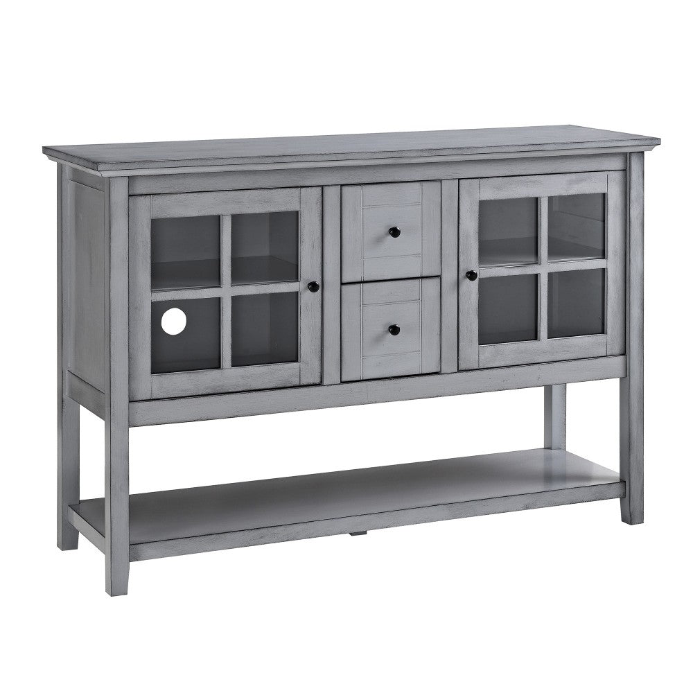 52" Transitional Wood Glass Sideboard - Antique Gray