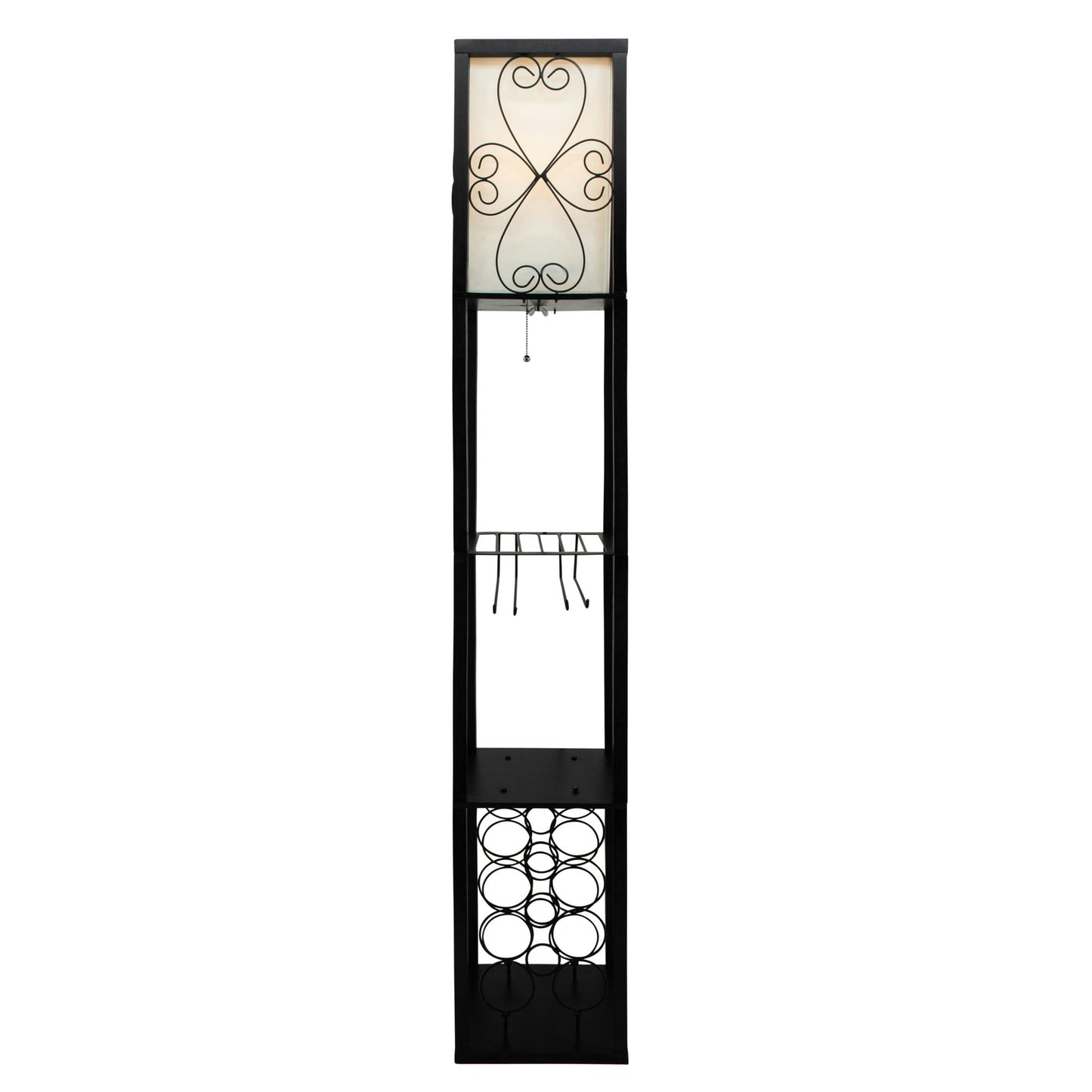 62.5? Wood/metal Etagere / Floor Lamp W/wine Rack
