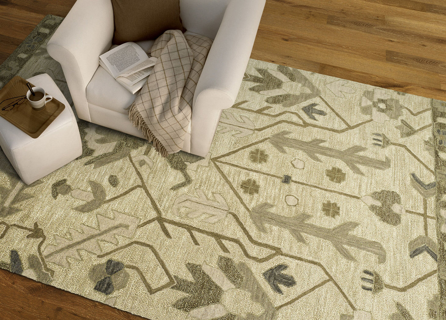 Kaleen Brooklyn Collection Light Olive Area Rug 8' x 11'