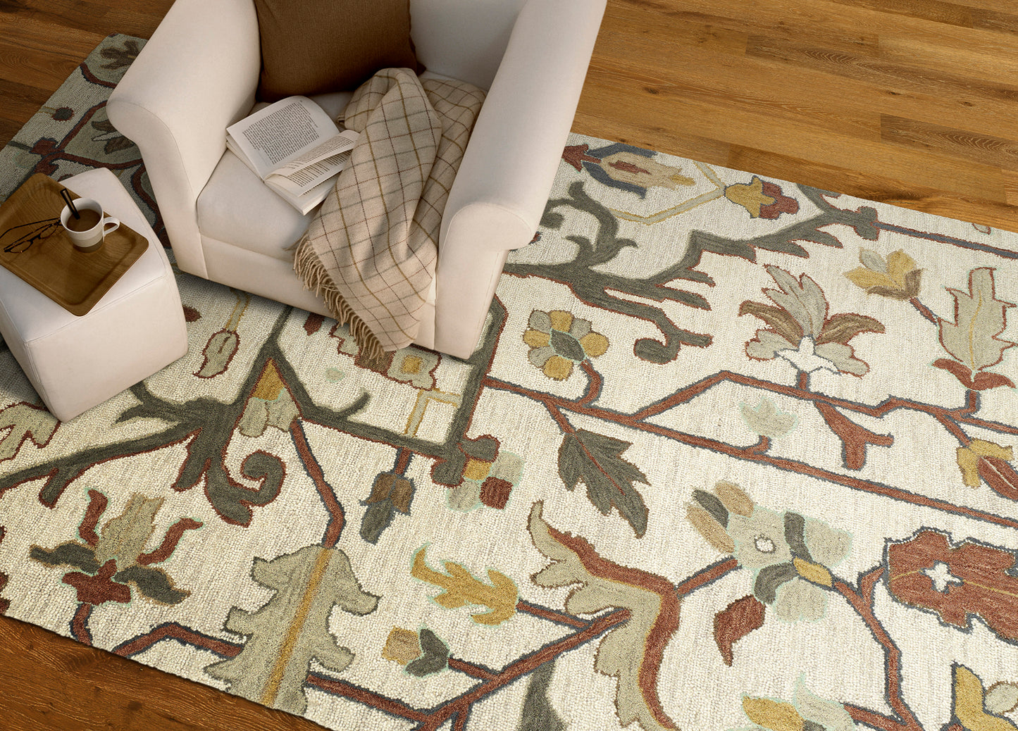 Kaleen Brooklyn Collection Mushroom Linen Throw Rug 2' x 3'