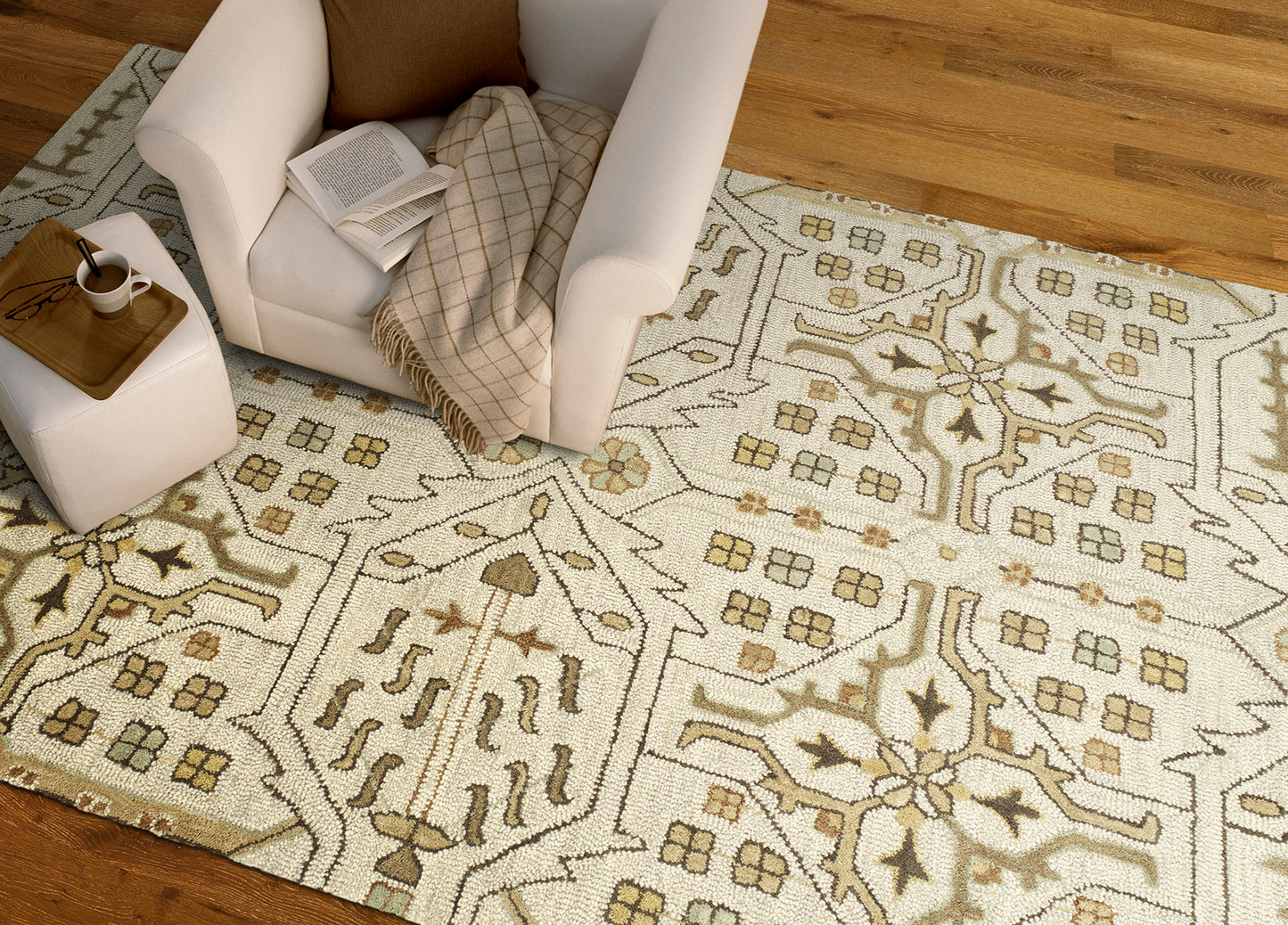 Kaleen Brooklyn Collection Mushroom Beige Throw Rug 2' x 3'
