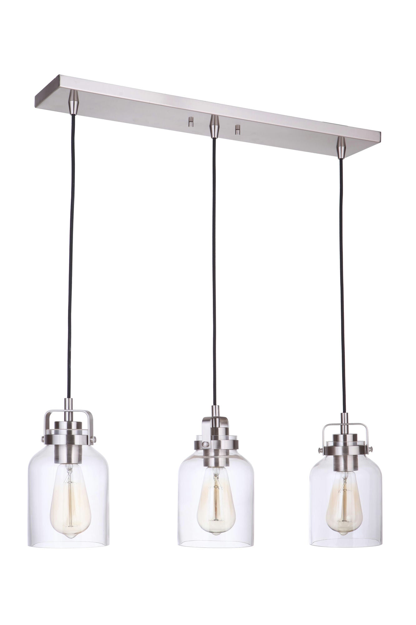 Foxwood Series 3 Light Pendant in Brushed Polished Nickel