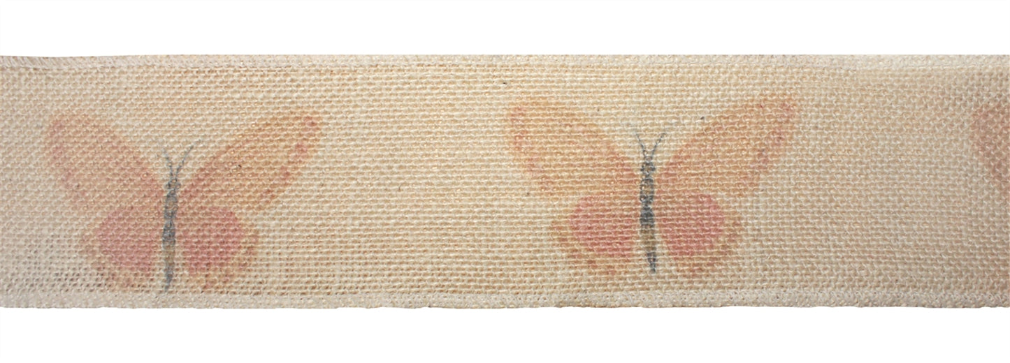 Butterfly Fabric Ribbon (6 Rolls) 3" x 3.3 Yds. Wired Jute