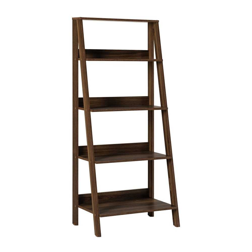 55" Modern Wood Ladder Bookshelf - Walnut