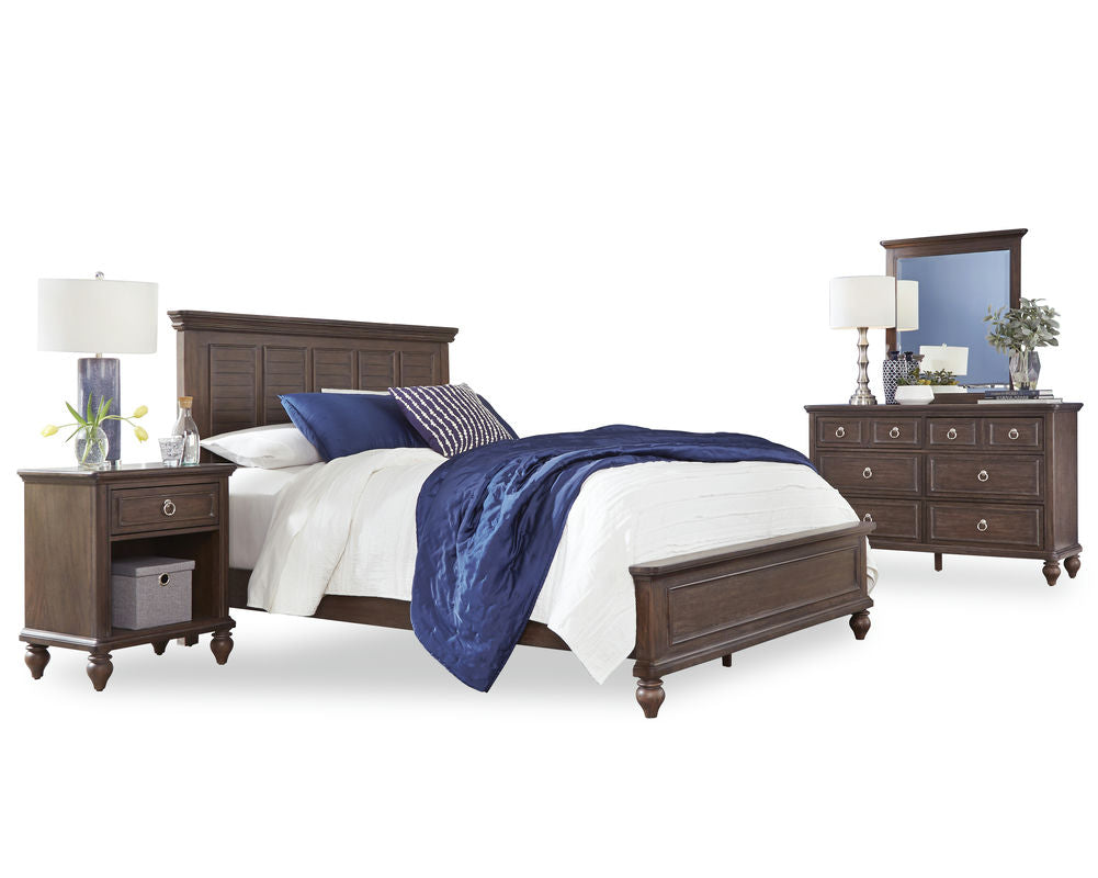 Marie Queen Bed, Nightstand and Dresser with Mirror by homestyles