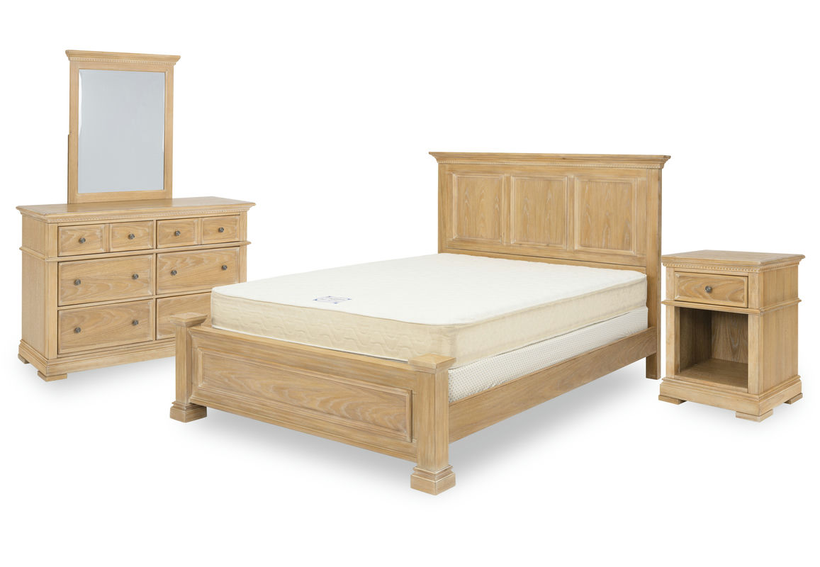 Manor House Queen Bed, Nightstand and Dresser with Mirror by homestyles