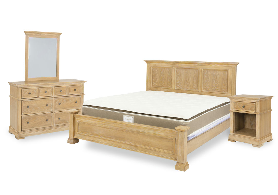 Manor House King Bed, Nightstand and Dresser with Mirror by homestyles