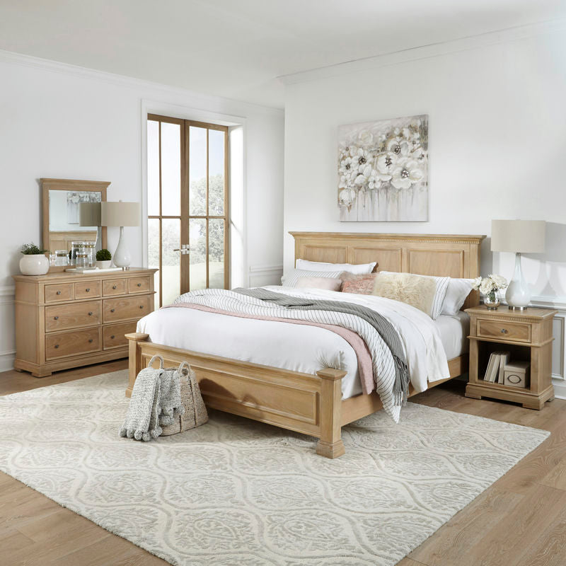 Manor House King Bed, Nightstand and Dresser with Mirror by homestyles