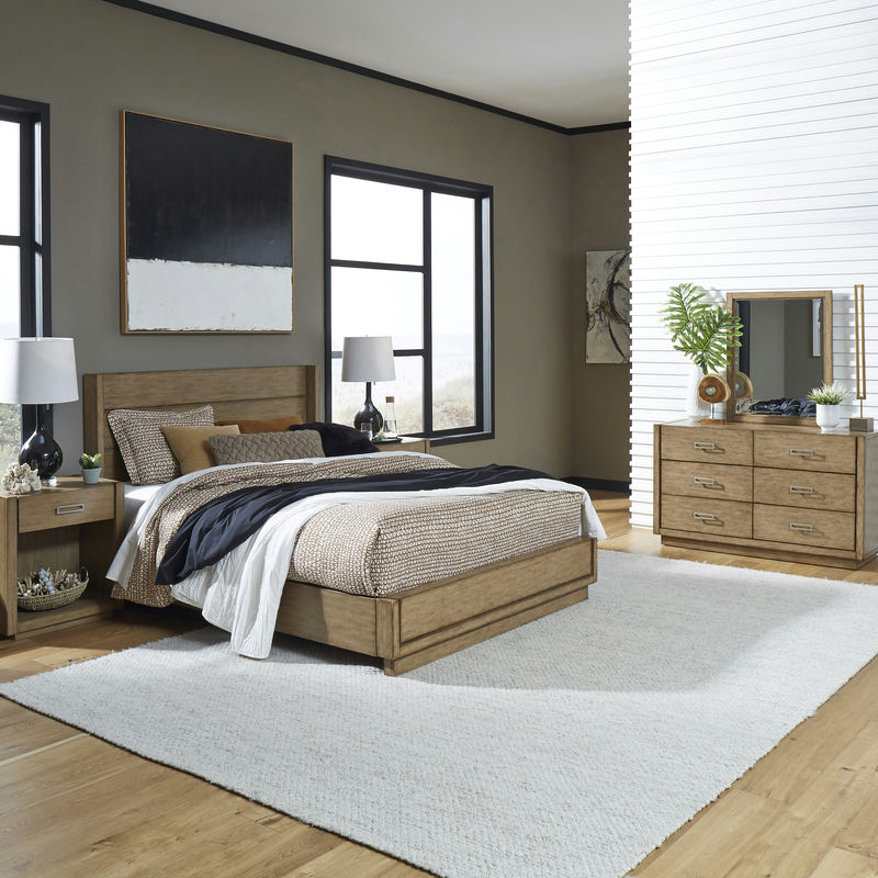 Montecito Queen Bed, Two Nightstands and Dresser with Mirror by homestyles
