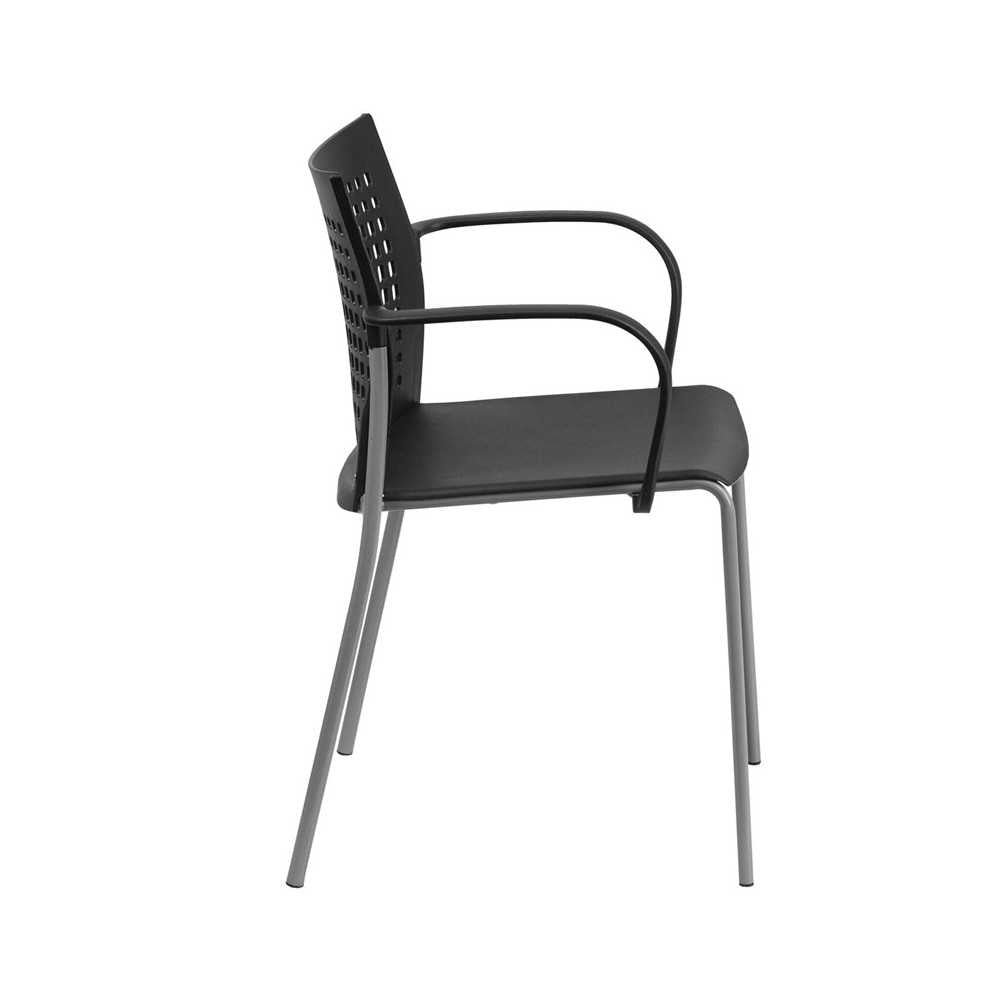 551 lb. Capacity Black Stack Chair with Air-Vent Back and Arms