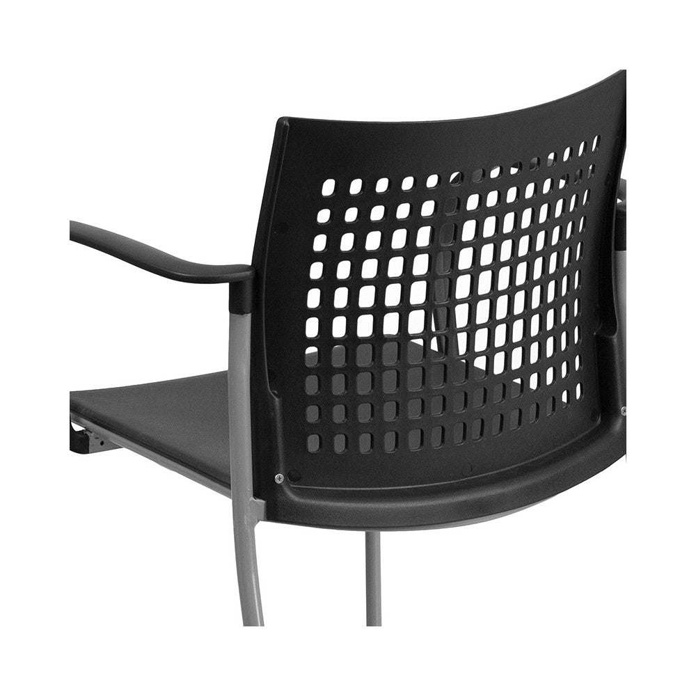 551 lb. Capacity Black Stack Chair with Air-Vent Back and Arms
