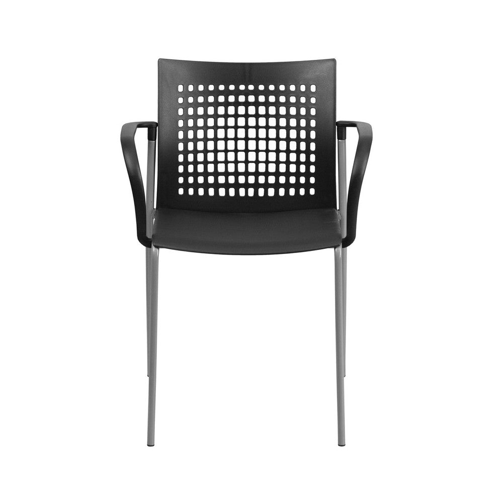 551 lb. Capacity Black Stack Chair with Air-Vent Back and Arms