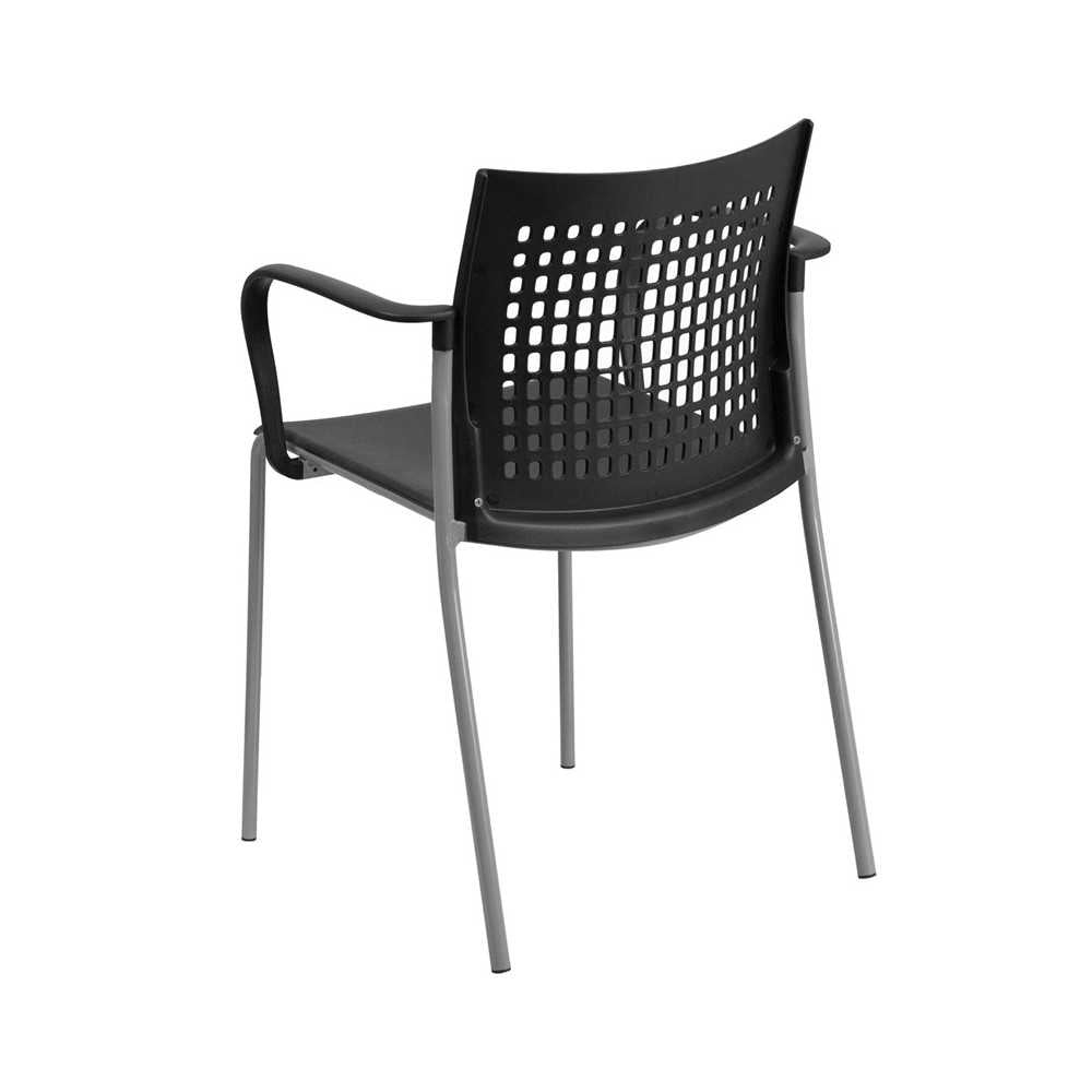 551 lb. Capacity Black Stack Chair with Air-Vent Back and Arms