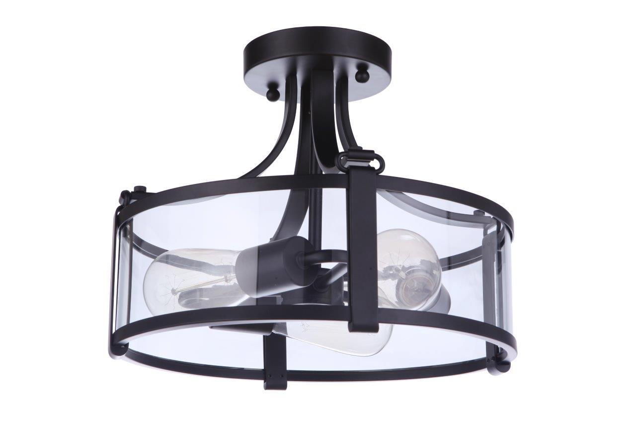 Elliot Semi Flush 3 Light, Flat Black