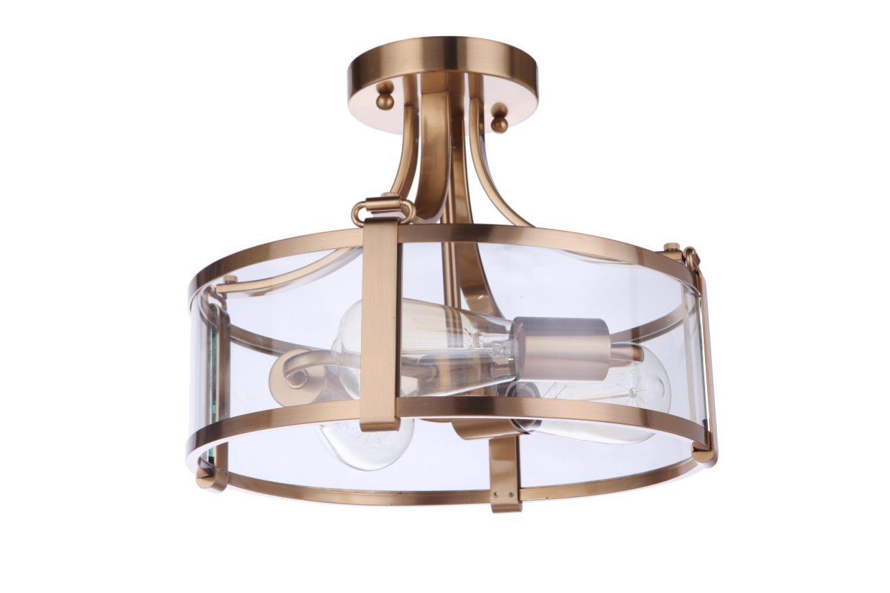 Elliot Semi Flush 3 Light, Satin Brass