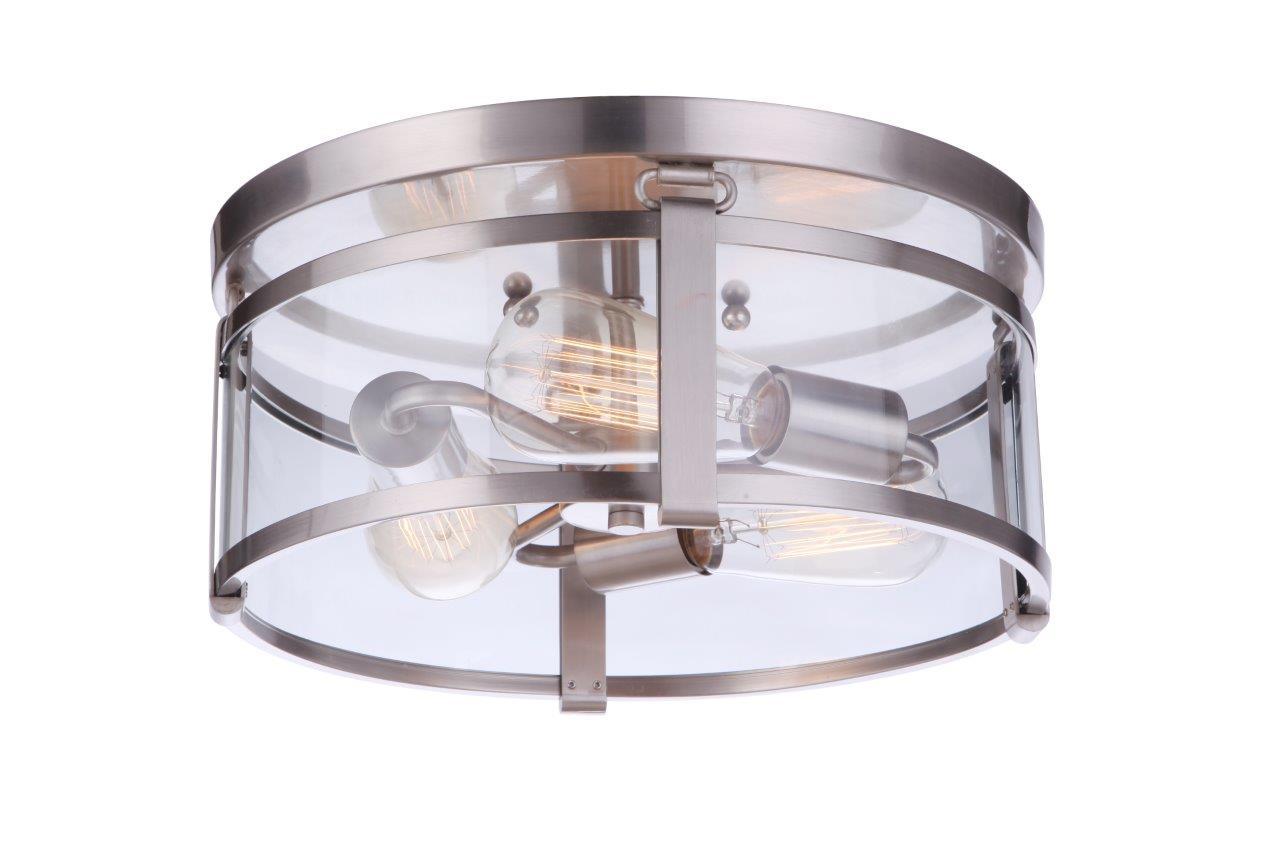 Elliot 3 Light Flushmount, Brushed Polished Nickel